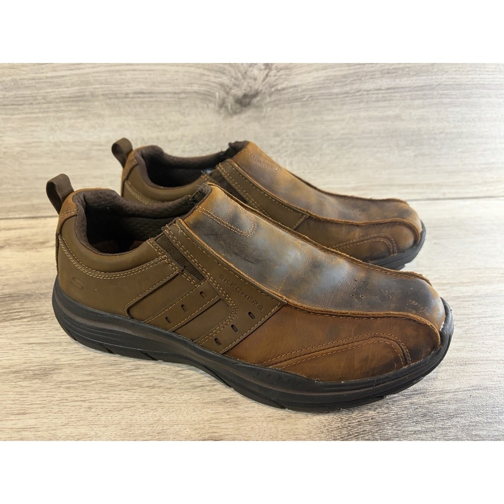 Skechers 2.0 Weldon Size 10‎ Mens Memory Foam Leather Slip-On Shoes 66417